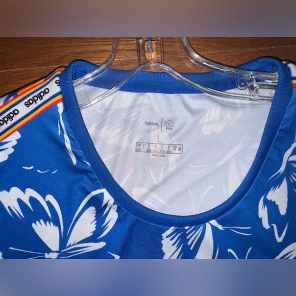 Adidas x Farm Rio Butterfly Print Mini Dress Blue Short Sleeves Scoop - Picture 6 of 7